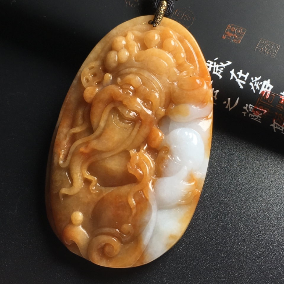 细糯种黄翡财神爷挂件翡翠