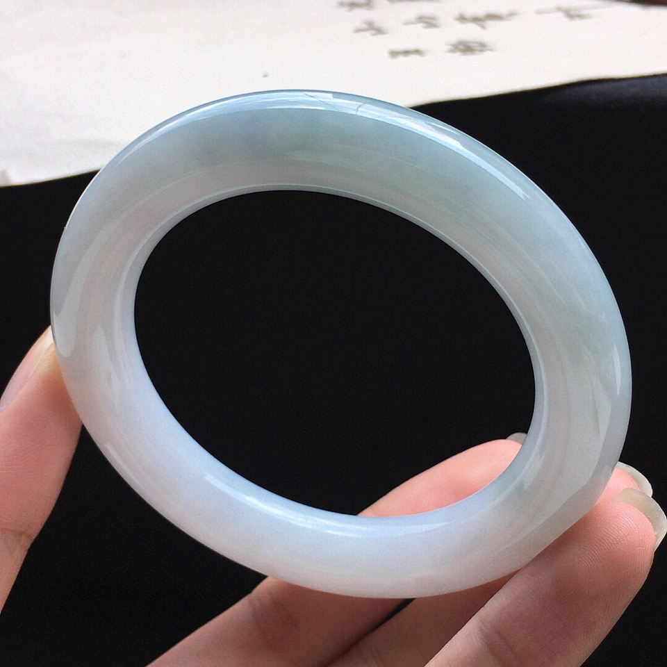 手镯翡翠细糯种紫罗兰圆条手镯54mm