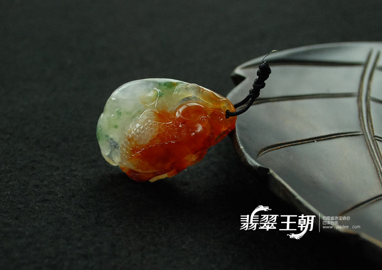 冰种红翡飘花缅甸翡翠金鱼满堂挂件