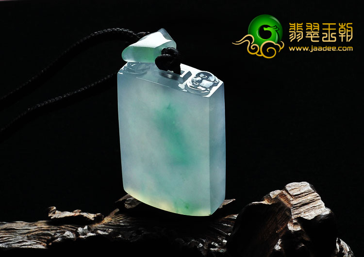 冰种飘花缅甸翡翠a货子冈牌挂件