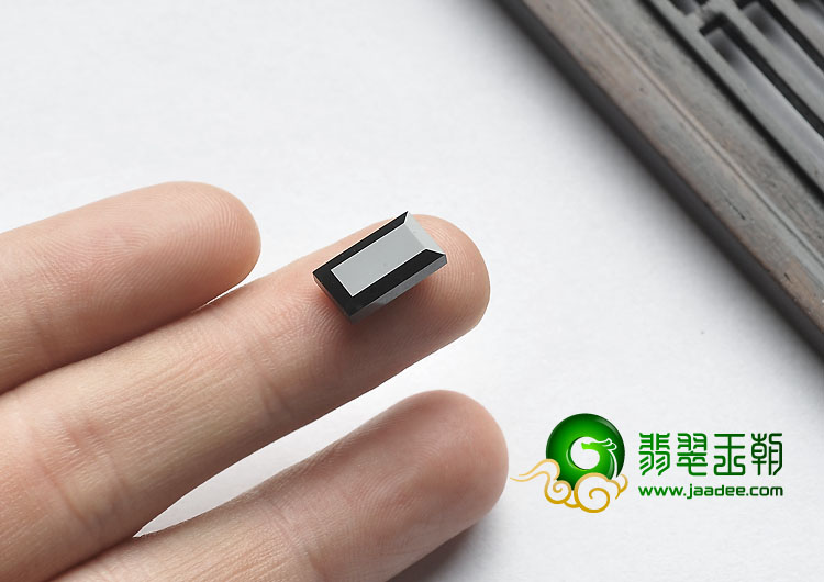 冰种墨翠缅甸翡翠a货长方形戒面