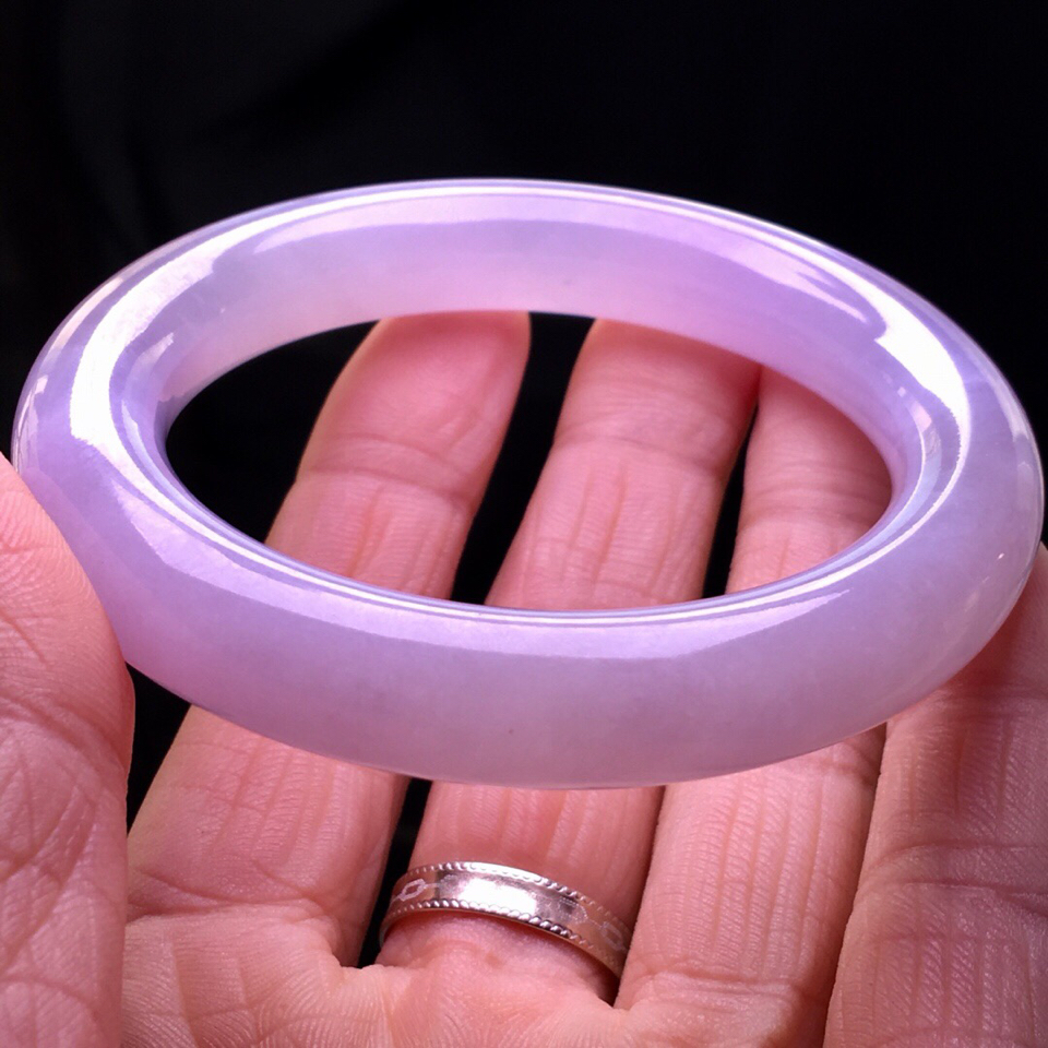 冰种紫罗兰圆条手镯(51.5mm)翡翠