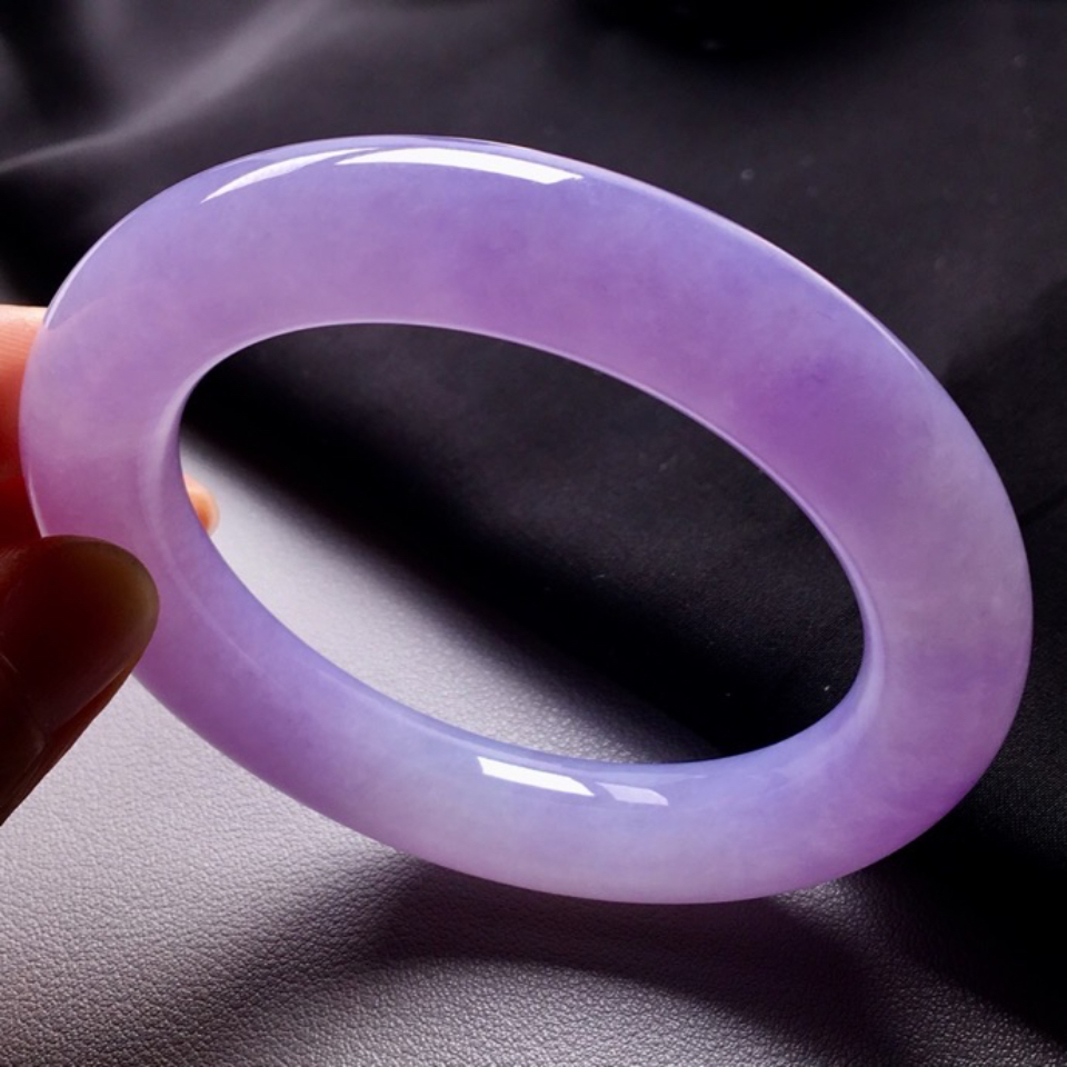 冰种紫罗兰圆条手镯翡翠
