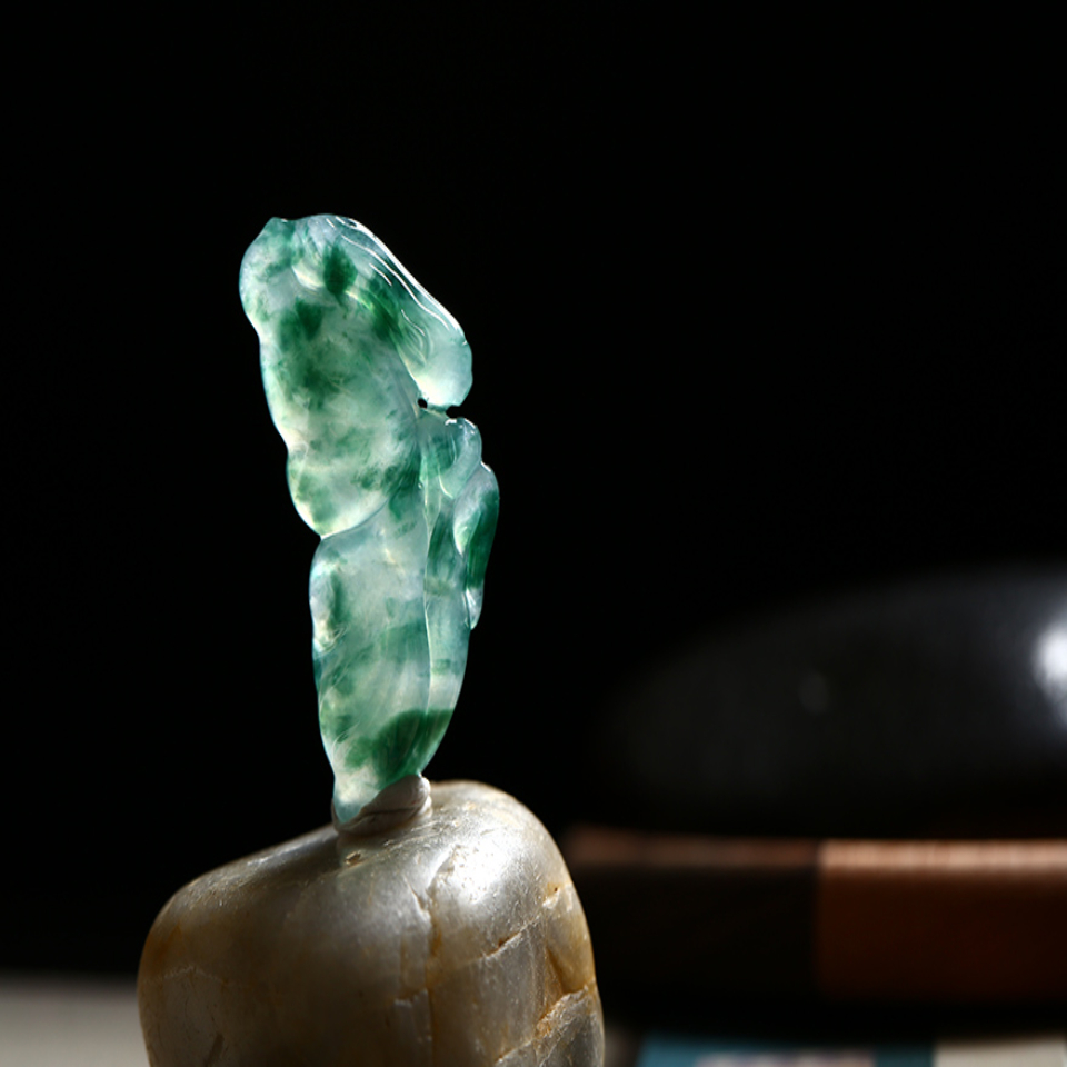 完美蜕变 冰种 天然a货翡翠 意境飘花 立体精雕 蝴蝶仙子吊坠裸石挂件