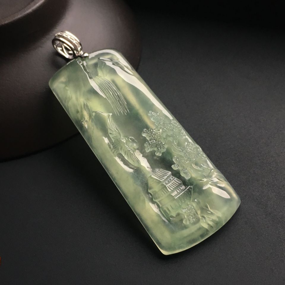 （超值推荐）冰种晴水山水牌挂件