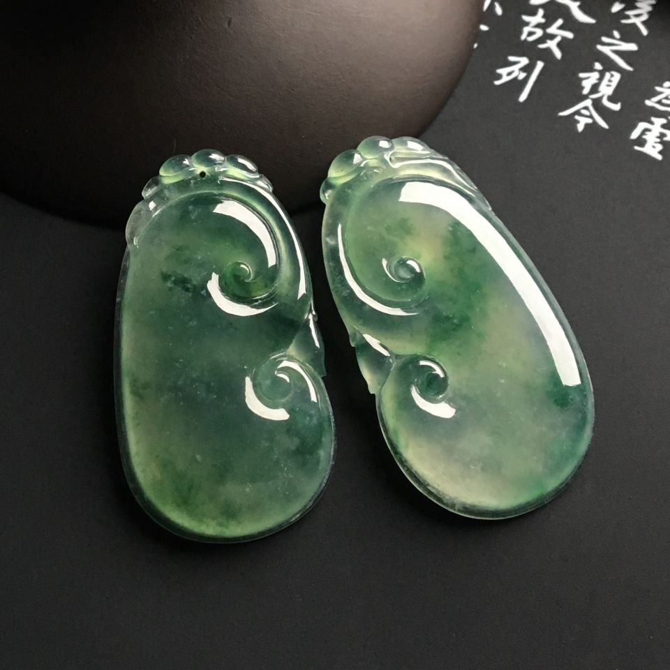 （超值推荐）冰种飘花如意挂件（一对）