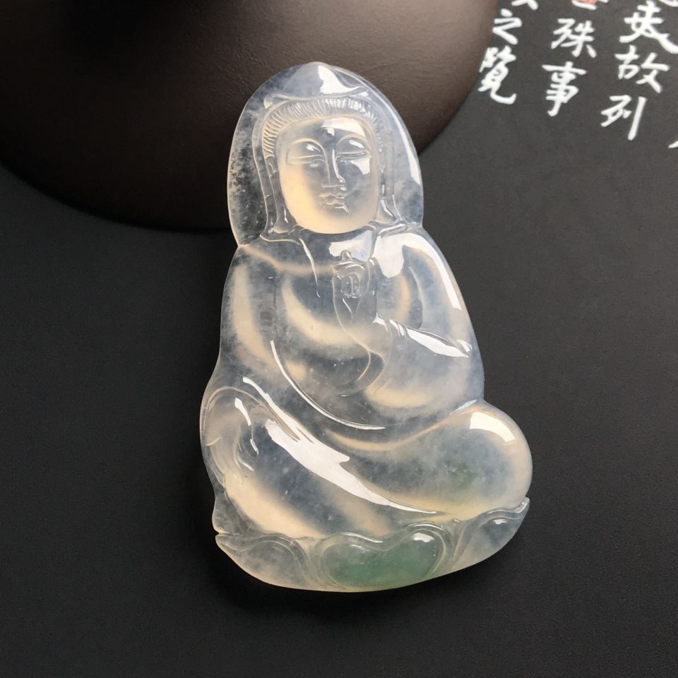（超值推荐）冰种略飘花观音挂件
