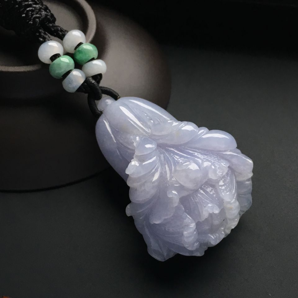 （超值推荐）糯冰种紫罗兰白菜挂件
