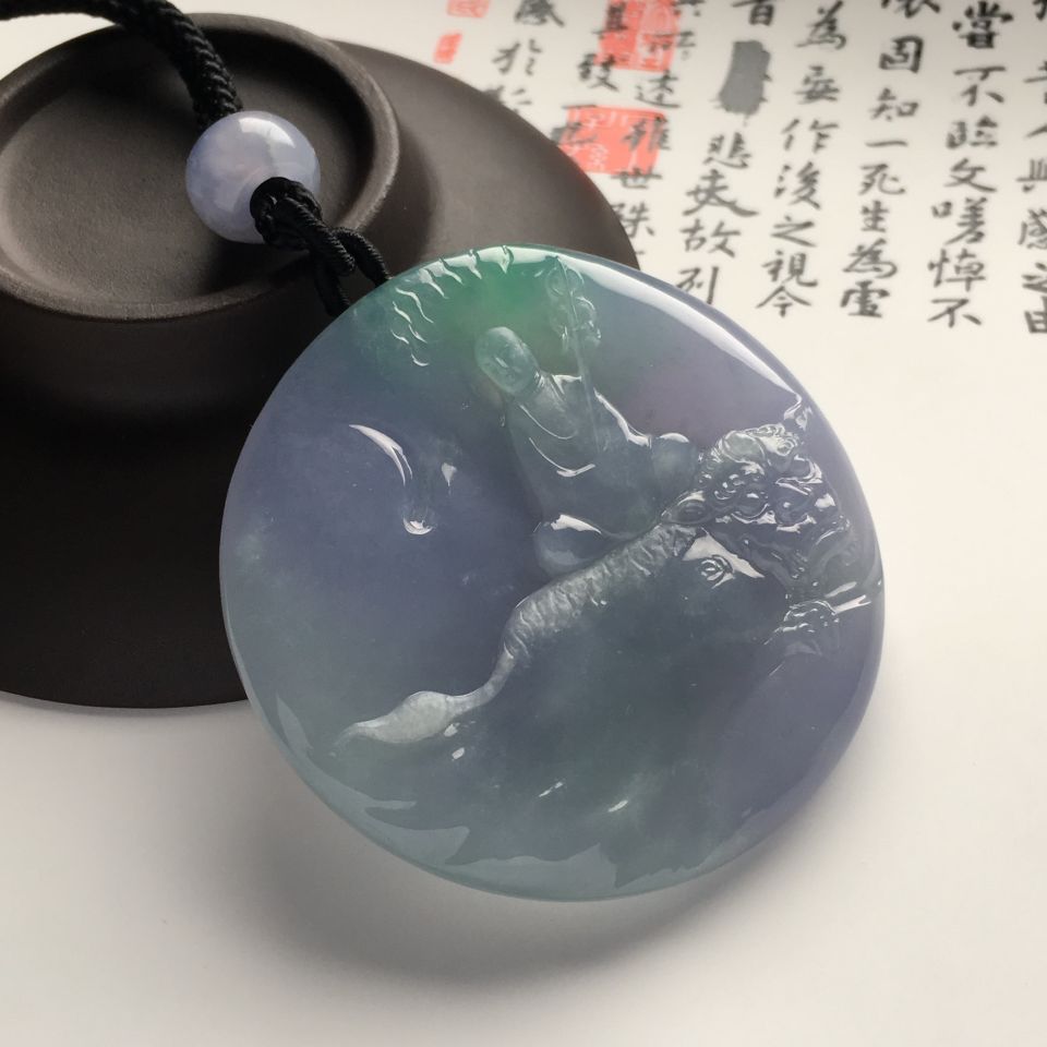 糯冰种紫罗兰略带晴水地藏挂件