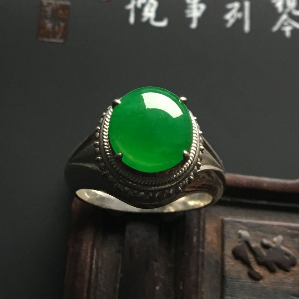 冰种翠色戒面