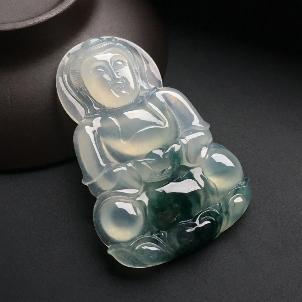 冰种飘花观音挂件