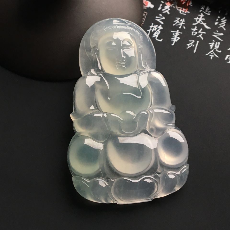 冰种淡晴水观音挂件
