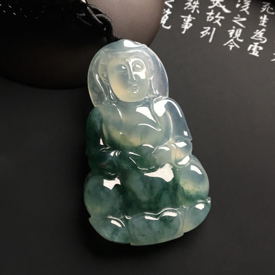 冰种飘花观音挂件