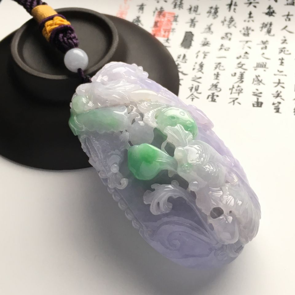 糯冰种春带彩金玉满堂手玩件