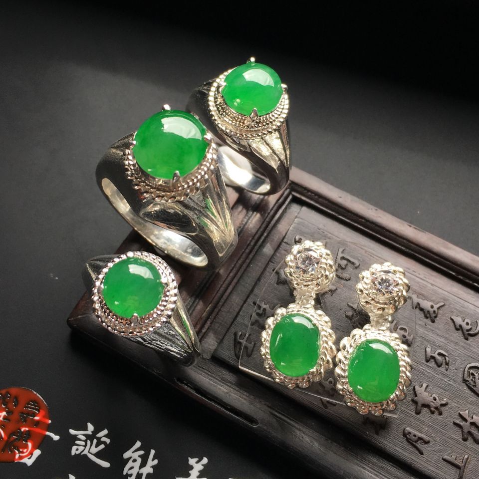 冰种翠色耳钉面/戒面（一批走）