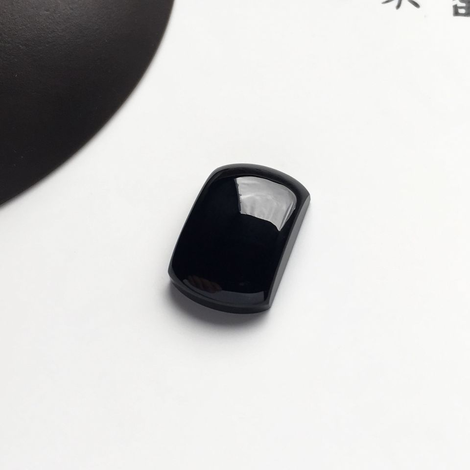 冰种墨翠马鞍戒面