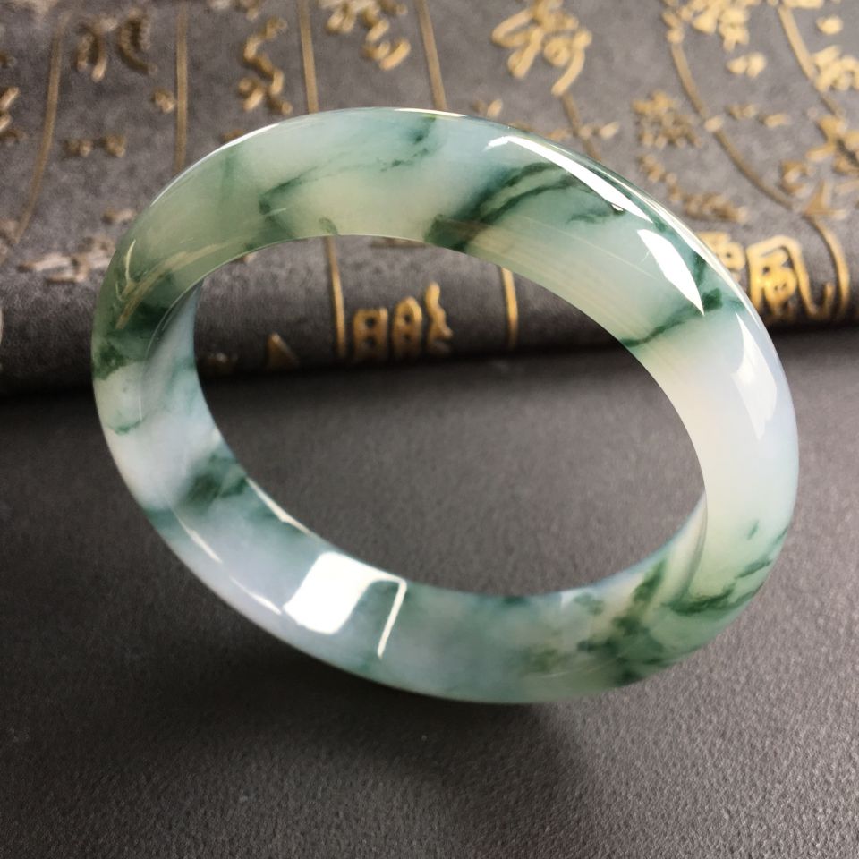 糯冰种飘花手镯(57.4mm)