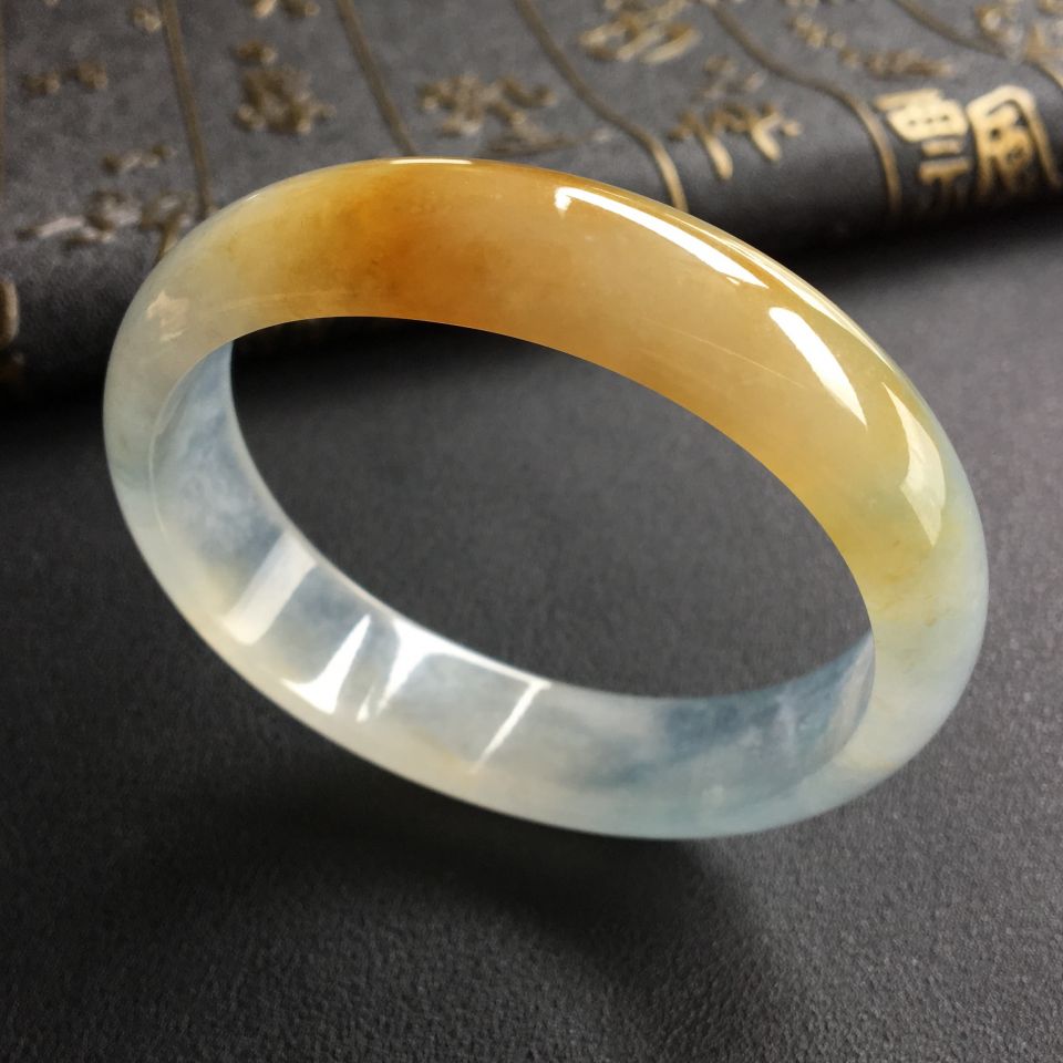 冰种黄翡贵妃镯(54.8mm-49mm)
