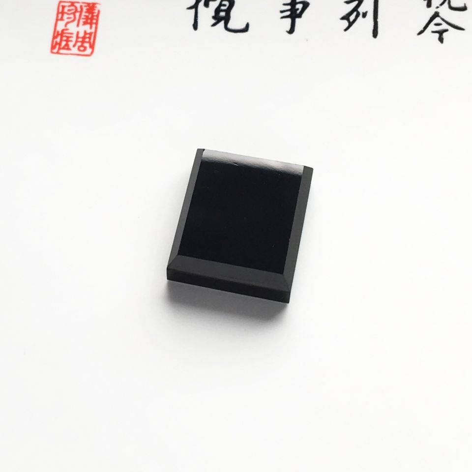 冰种墨翠方形戒面