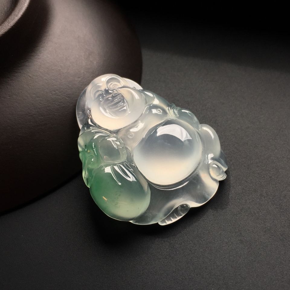 （超值推荐）冰种略飘花布袋佛挂件