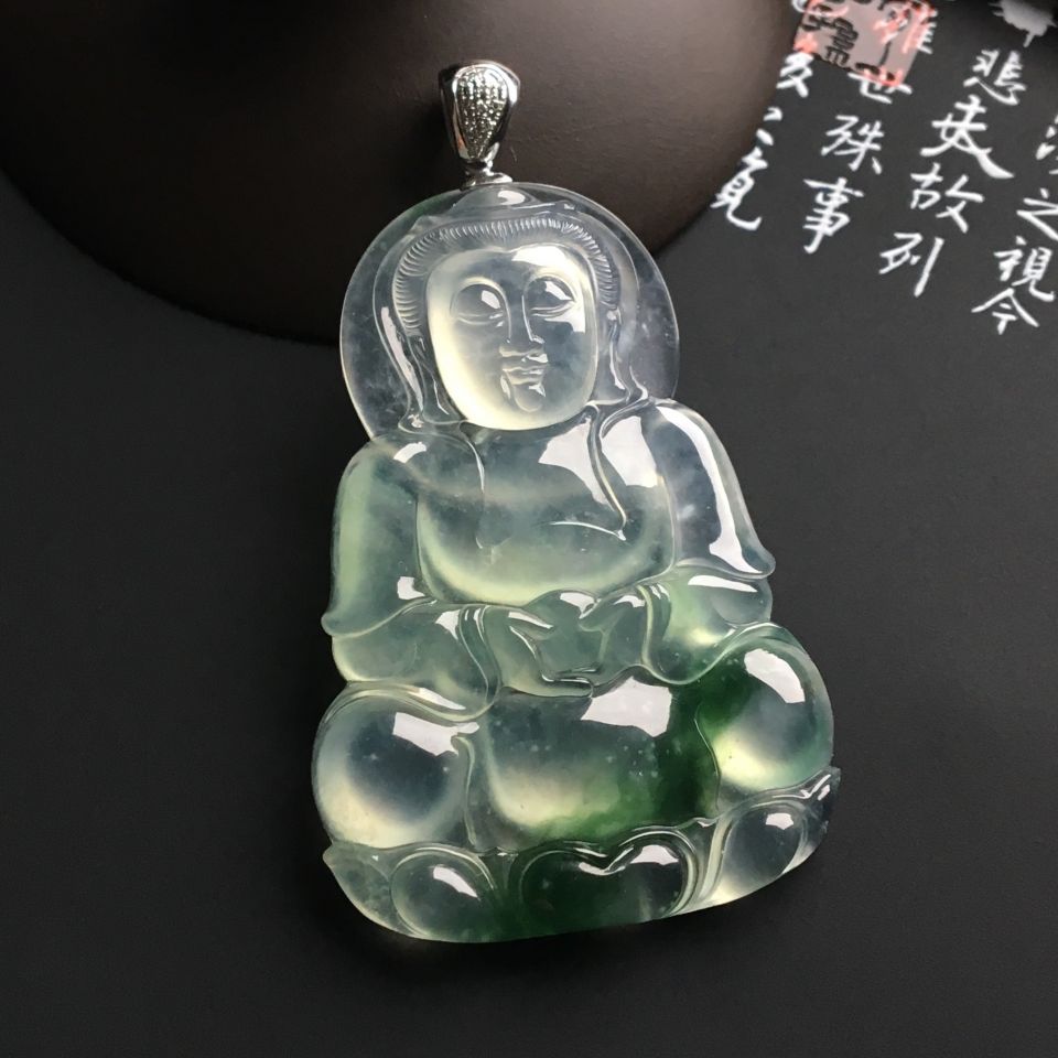 冰种飘花观音挂件