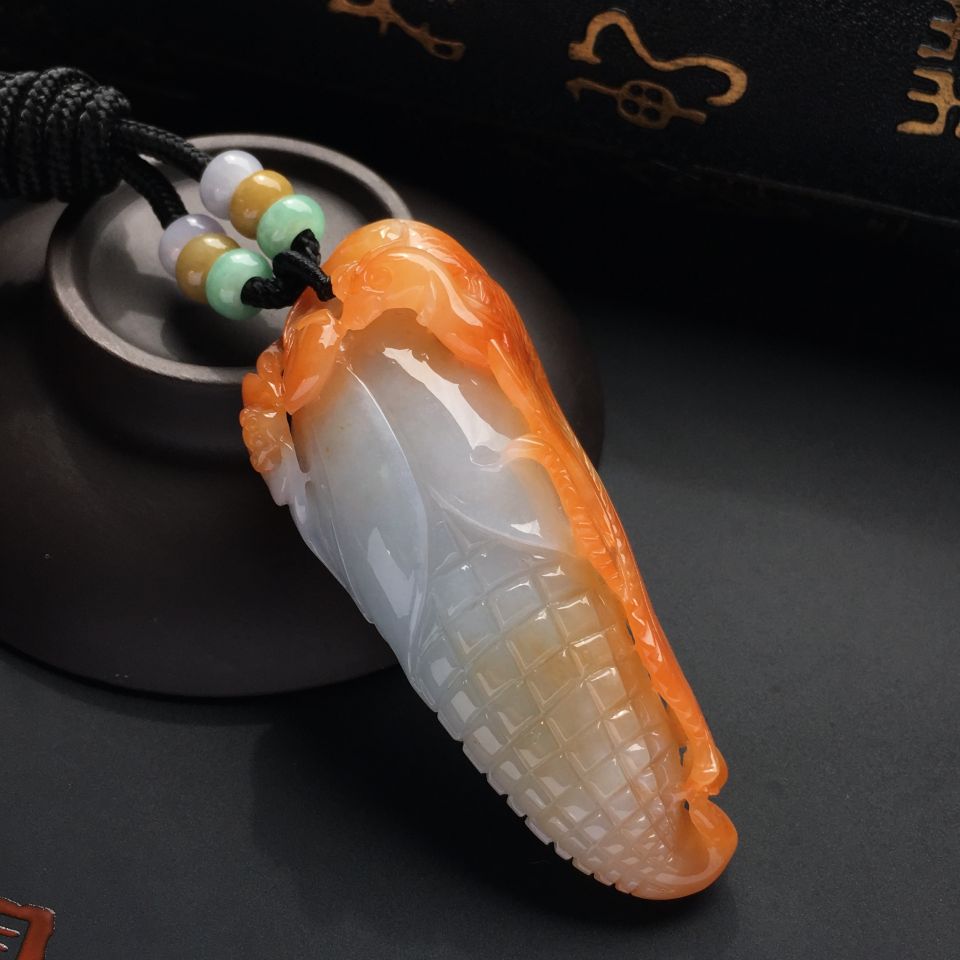 （超值推荐）糯冰种红黄翡五谷丰登挂件