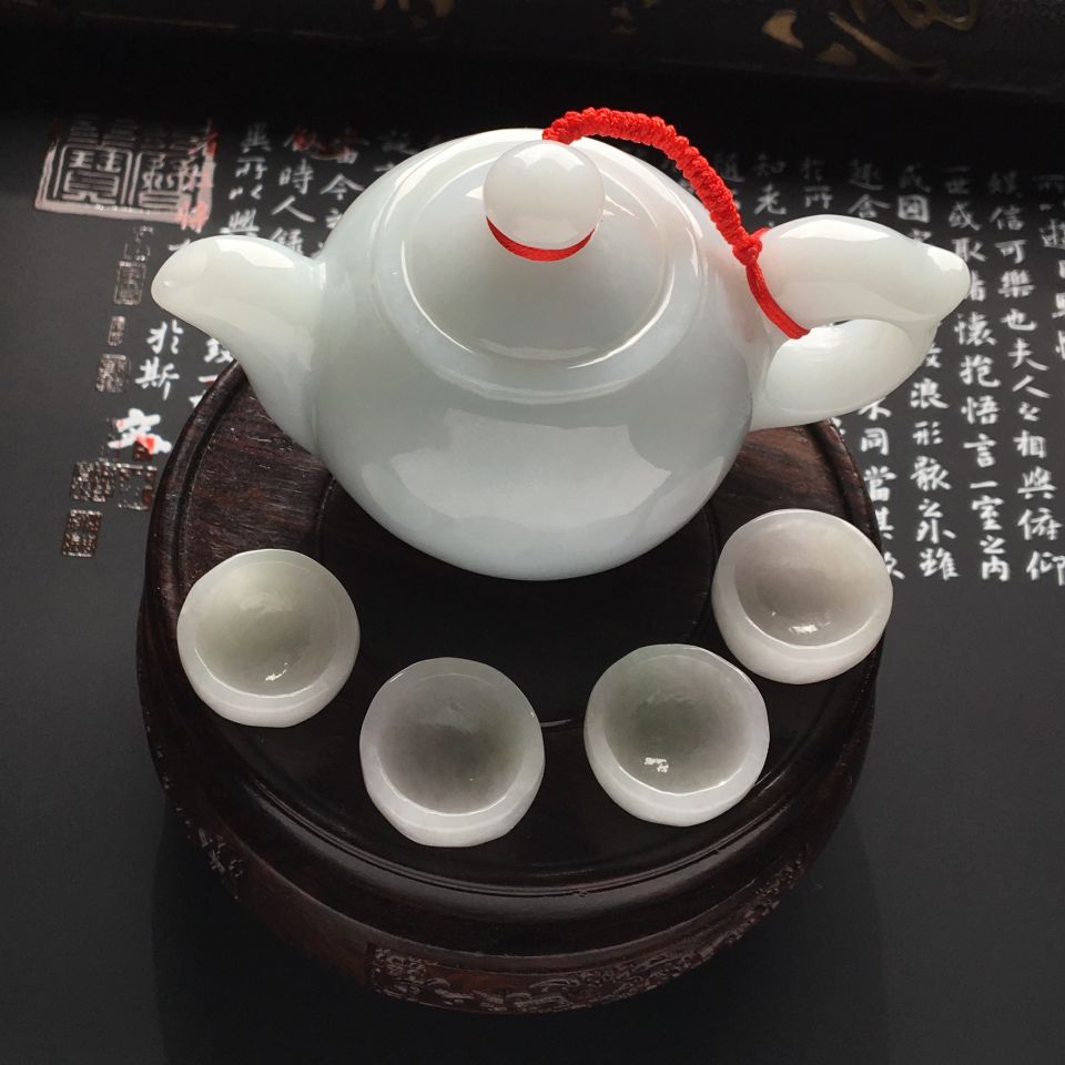 糯冰种淡晴水茶壶摆件