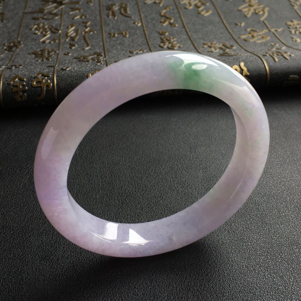 糯冰种春带彩手镯(58.5mm)
