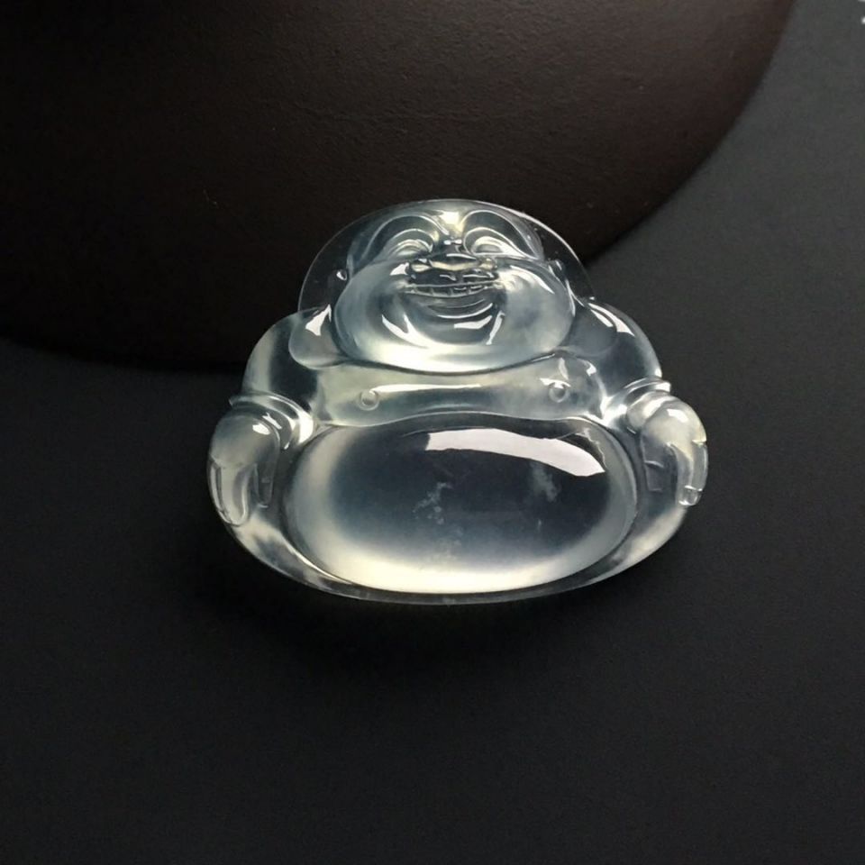 玻璃种无色玉佛挂件