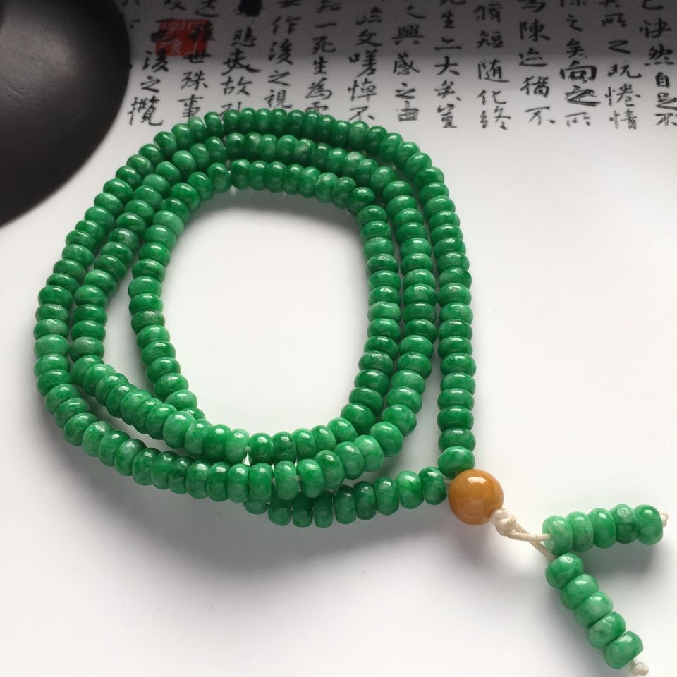 细糯种飘翠算盘珠项链