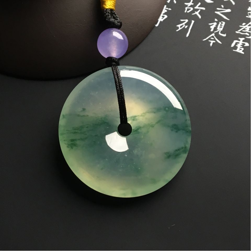 冰种飘花平安扣挂件