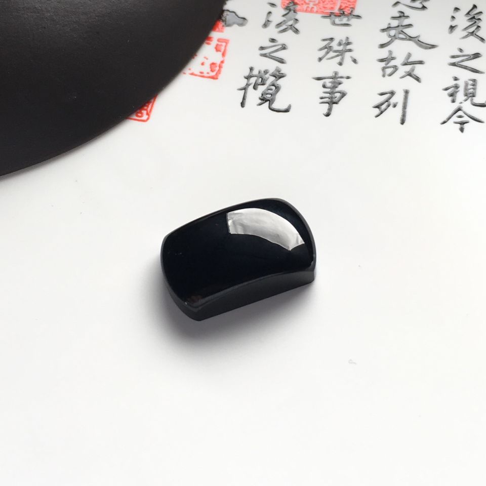 冰种墨翠马鞍戒面