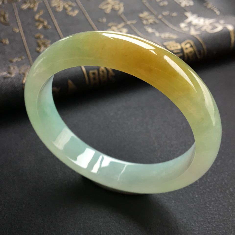 糯冰种晴水黄翡手镯(58.6mm)