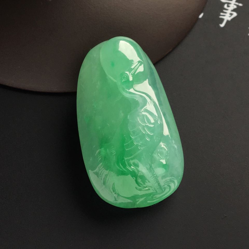 糯冰种飘翠一路连科挂件