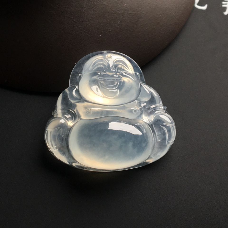 冰种淡晴水玉佛挂件