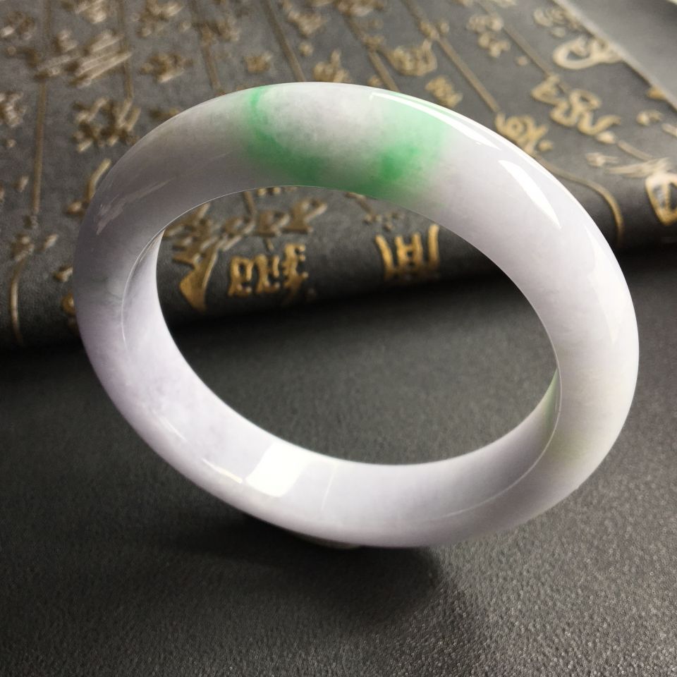 糯冰种春带彩手镯(60.5mm)