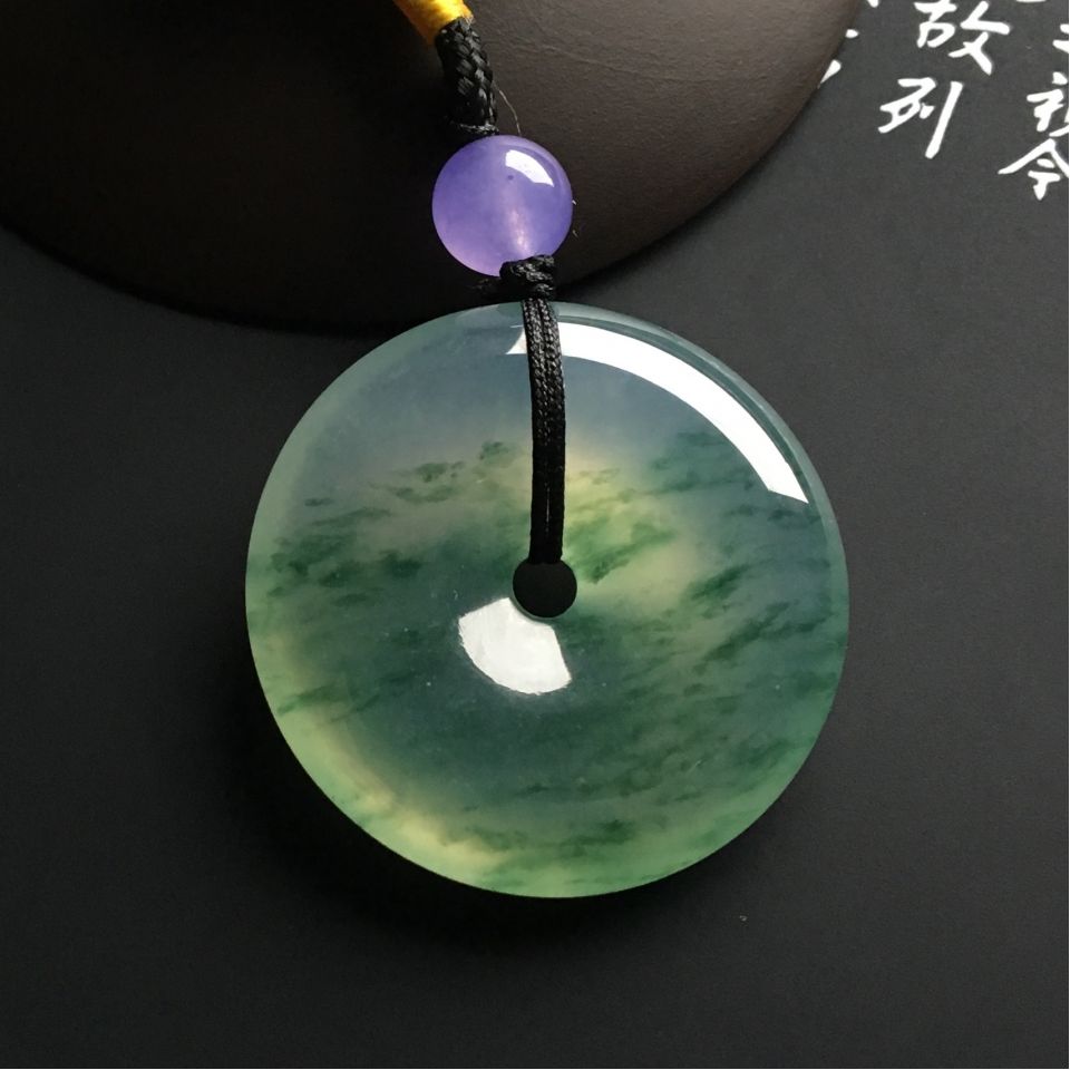 冰种飘花平安扣挂件