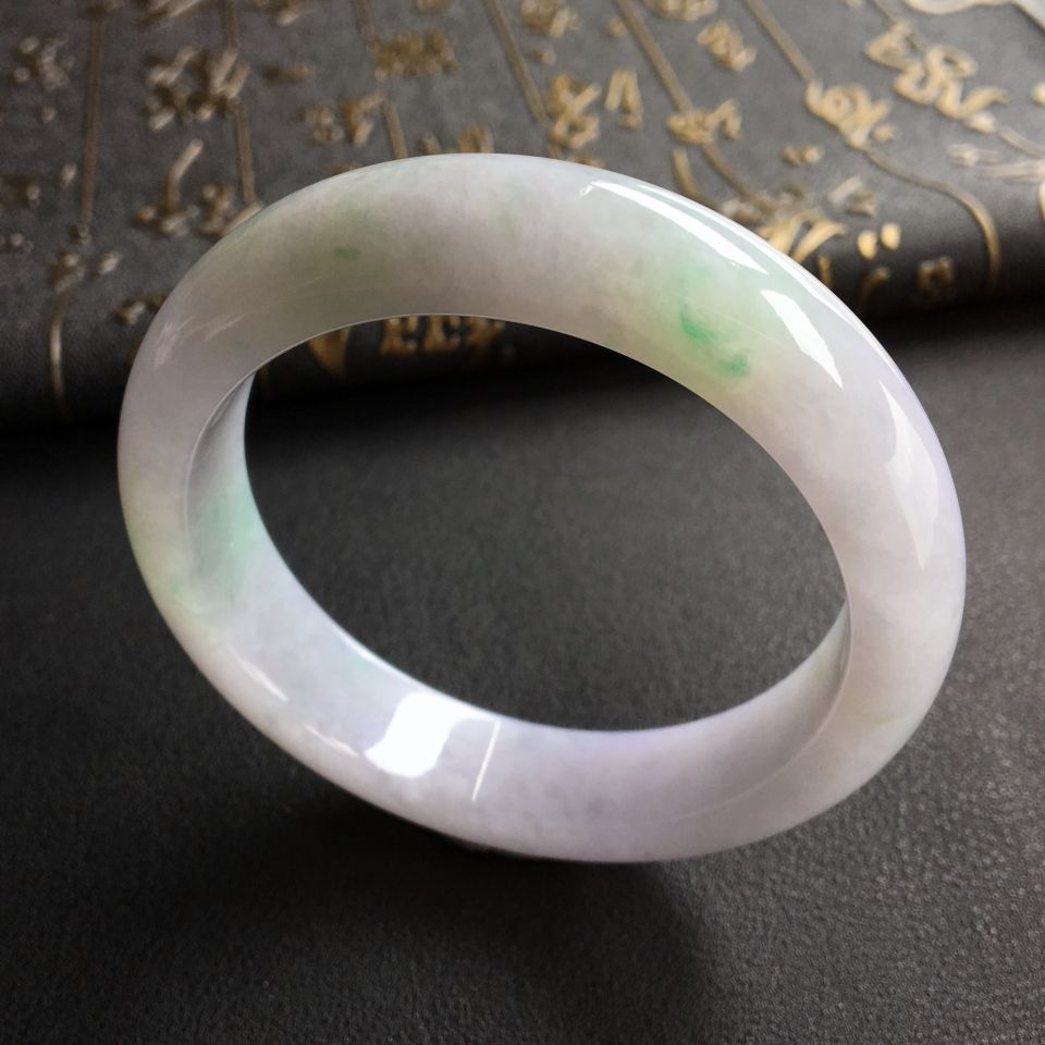 糯冰种淡春带彩手镯(56.6mm)
