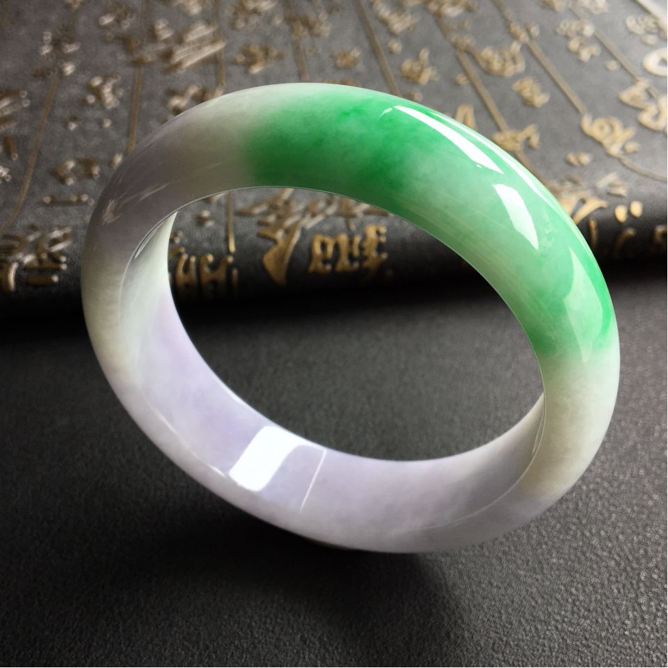 糯冰种春带彩手镯(59.8mm)