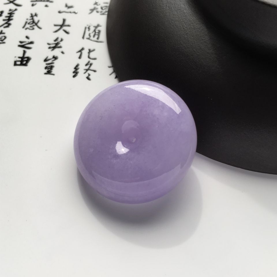 糯冰种紫罗兰平安扣胸坠面