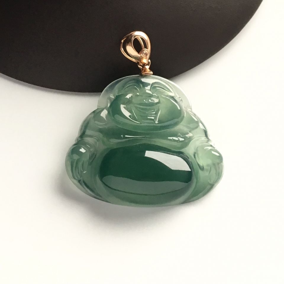 冰种蓝晴水玉佛挂件