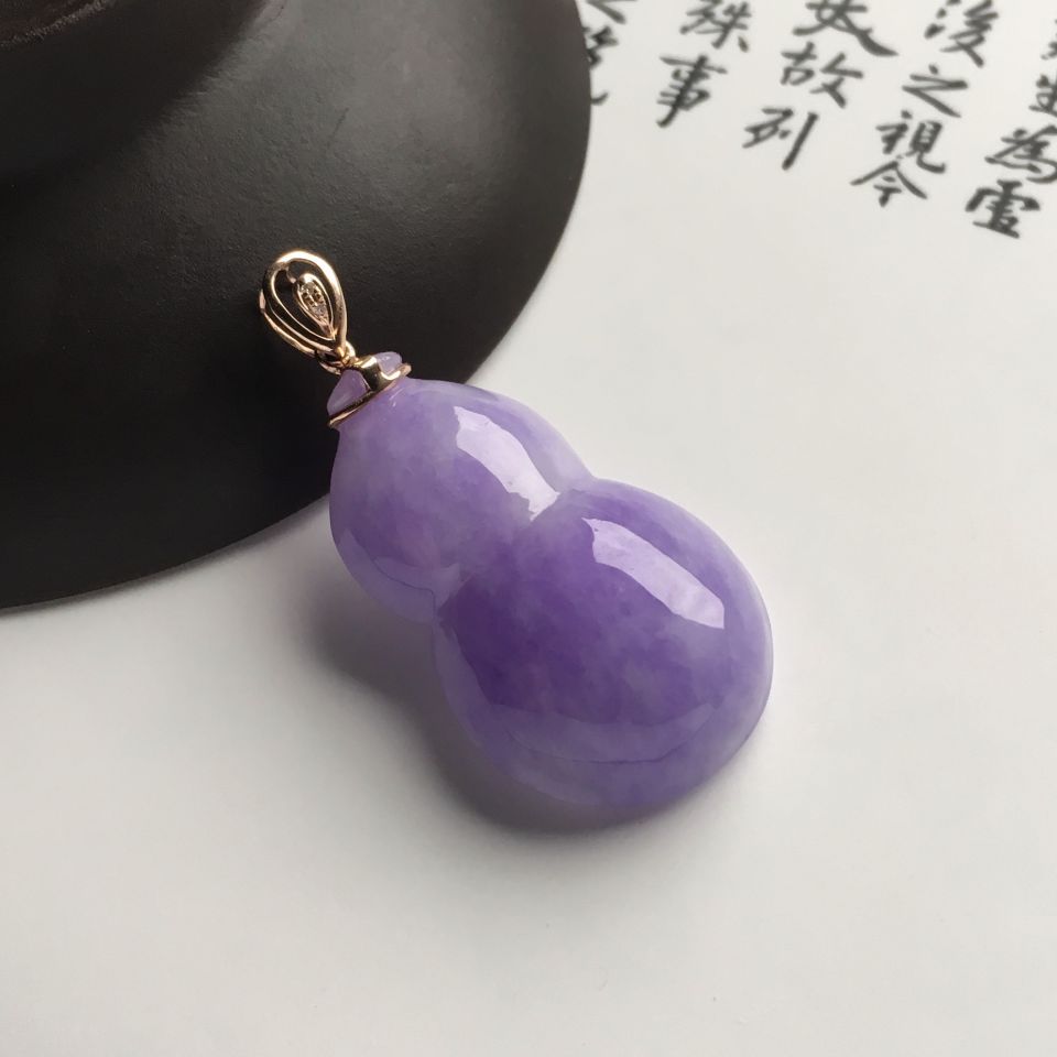 糯冰种紫罗兰葫芦挂件