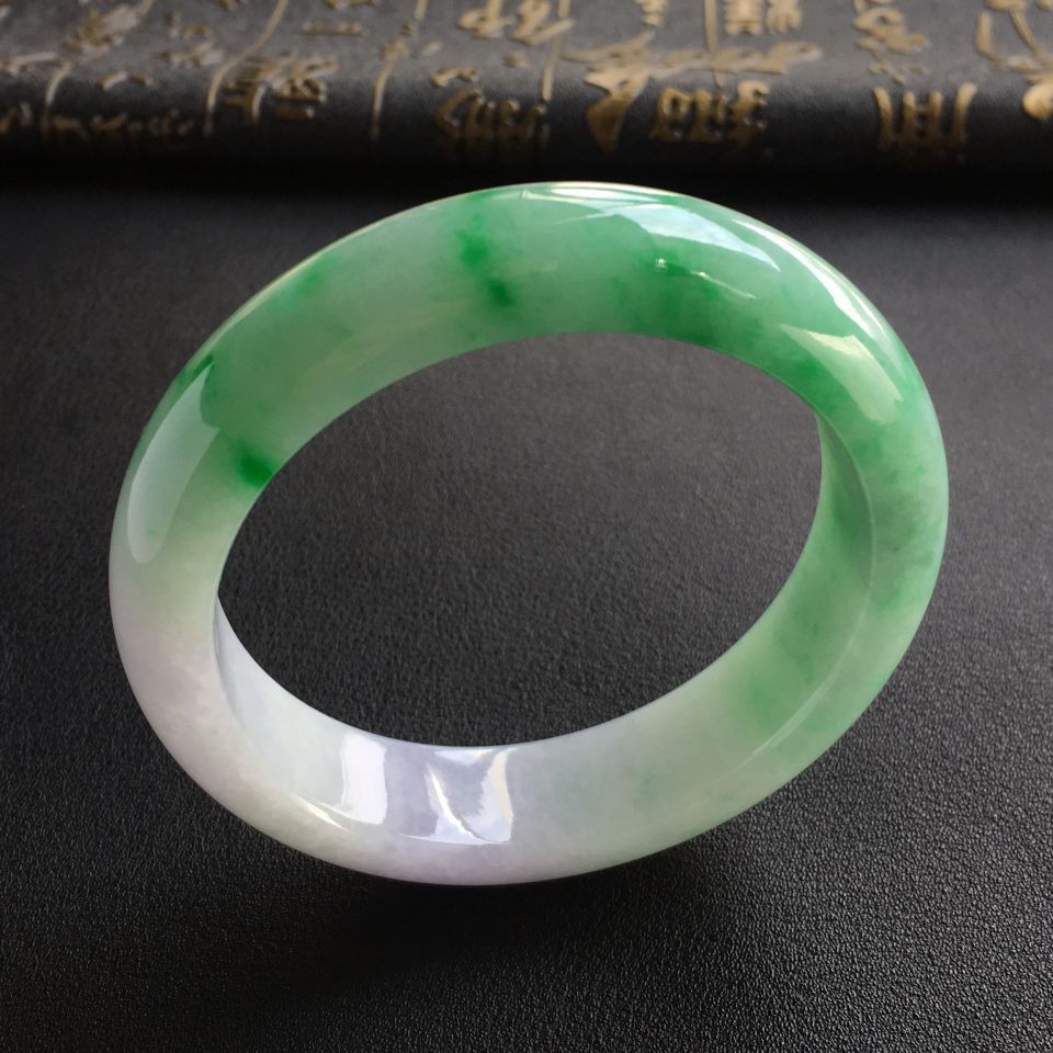 糯冰种春带彩手镯(56.2mm)
