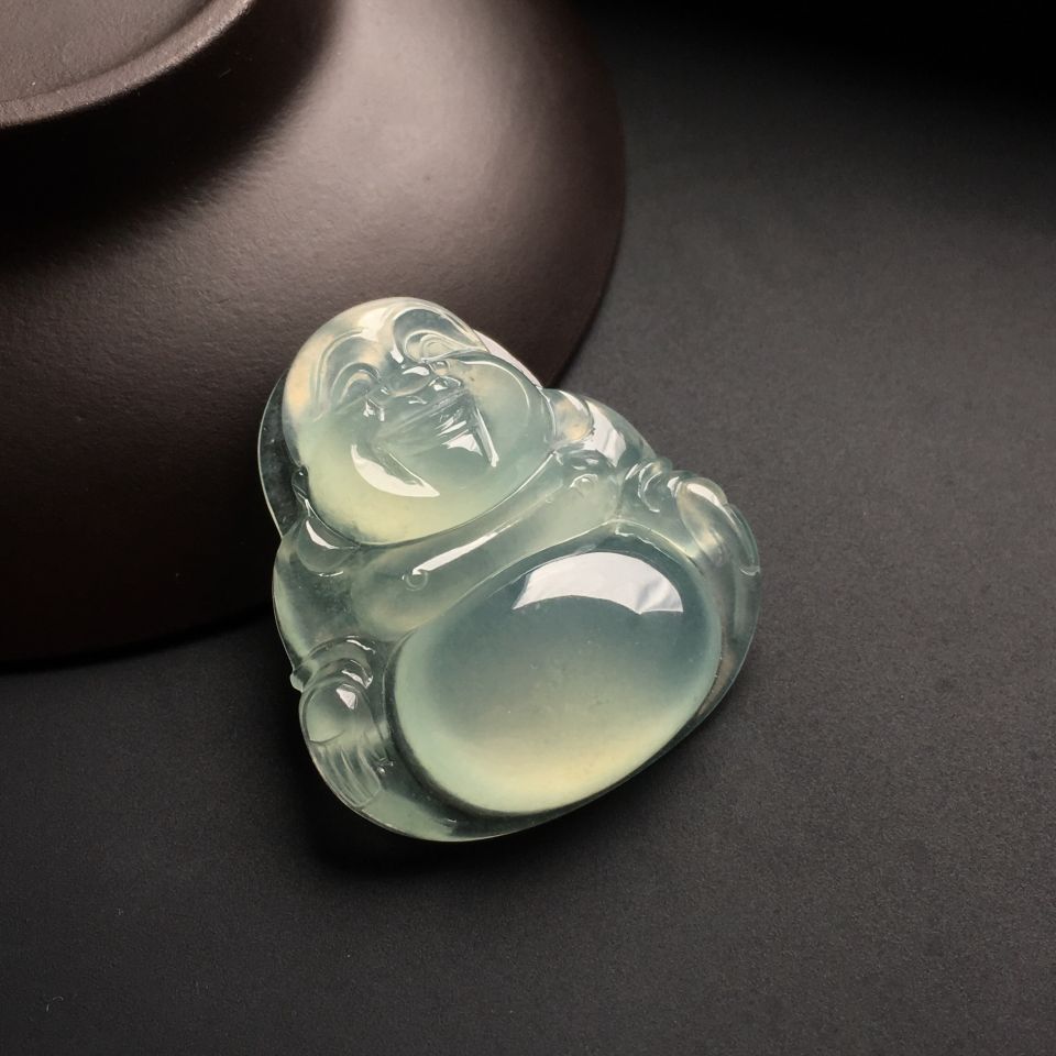 冰种淡晴水玉佛挂件