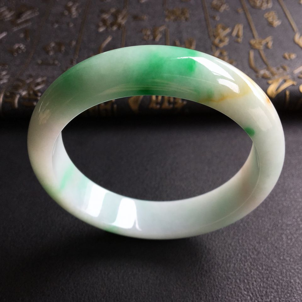 糯冰种黄加绿手镯(58.8mm)