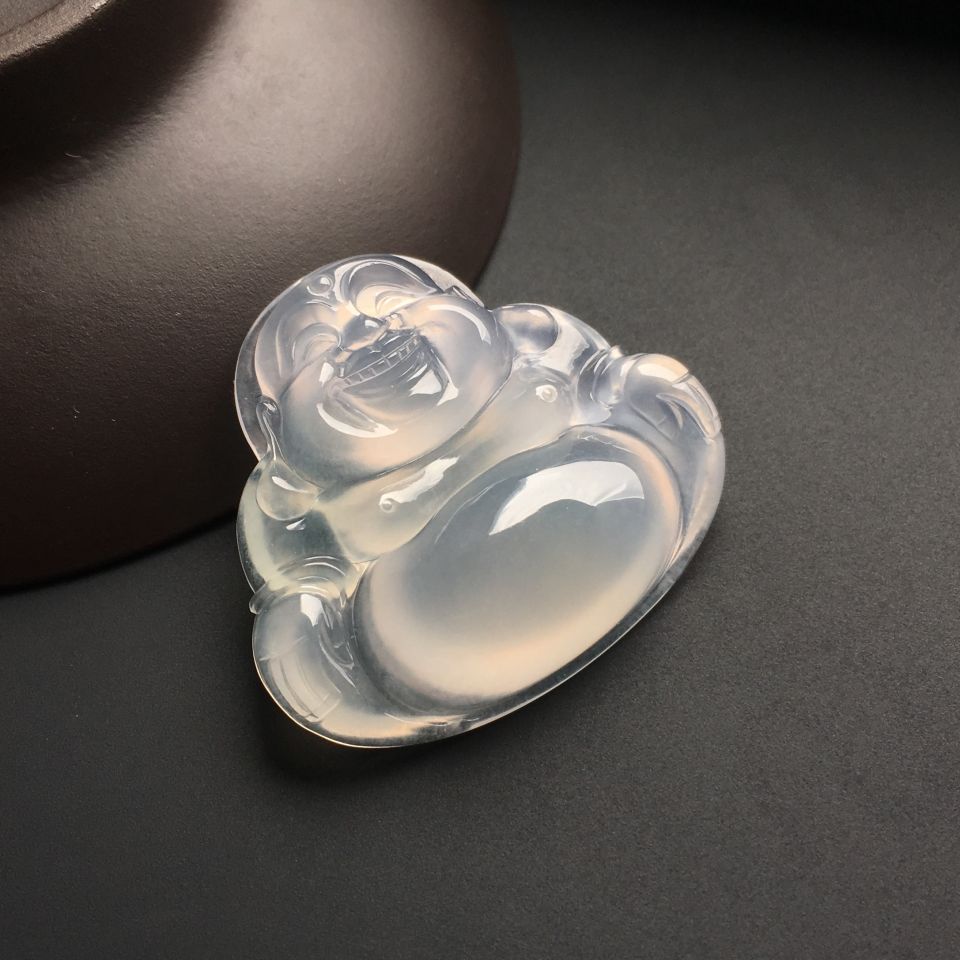 冰种淡晴水玉佛挂件