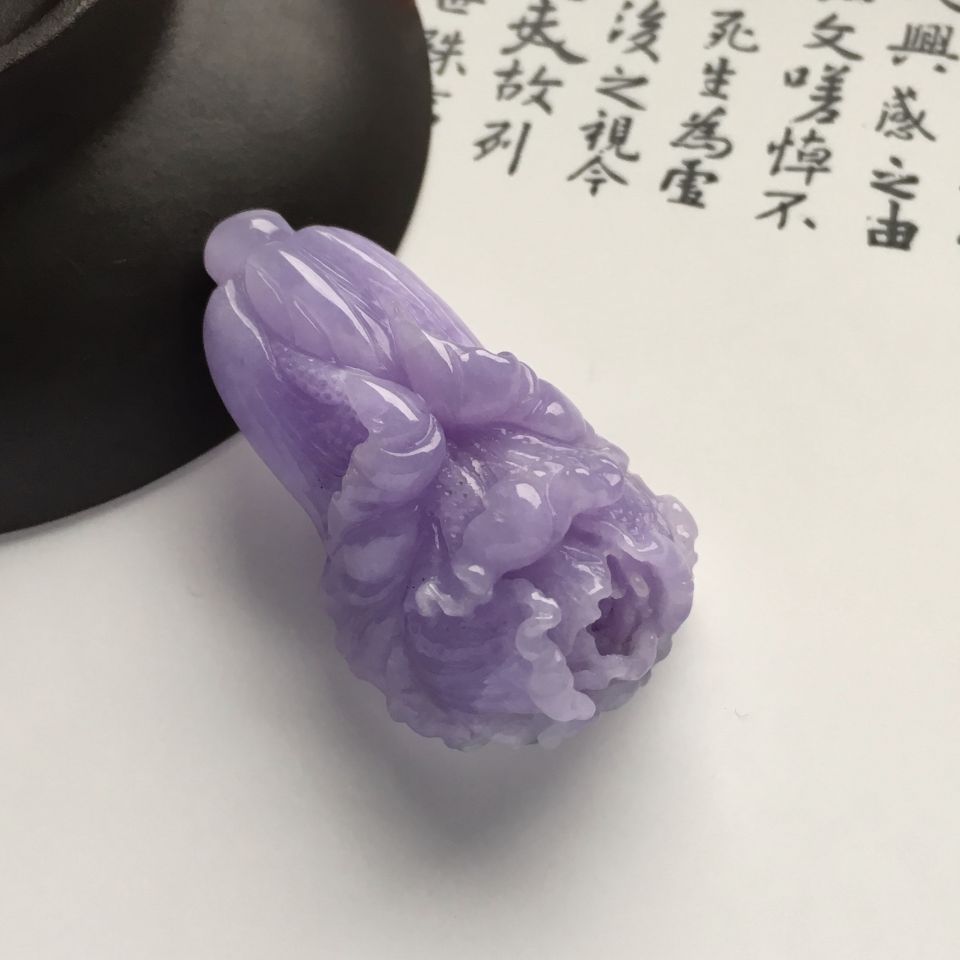 糯冰种紫罗兰白菜挂件