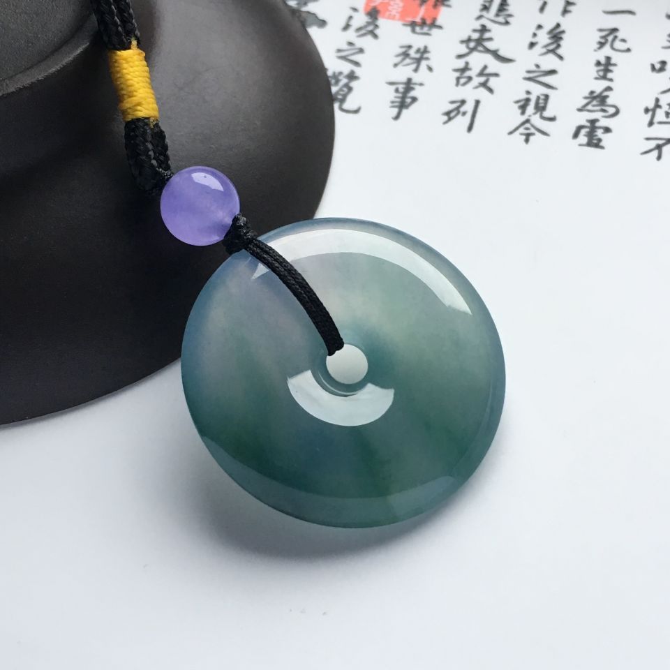 冰种飘花平安扣挂件