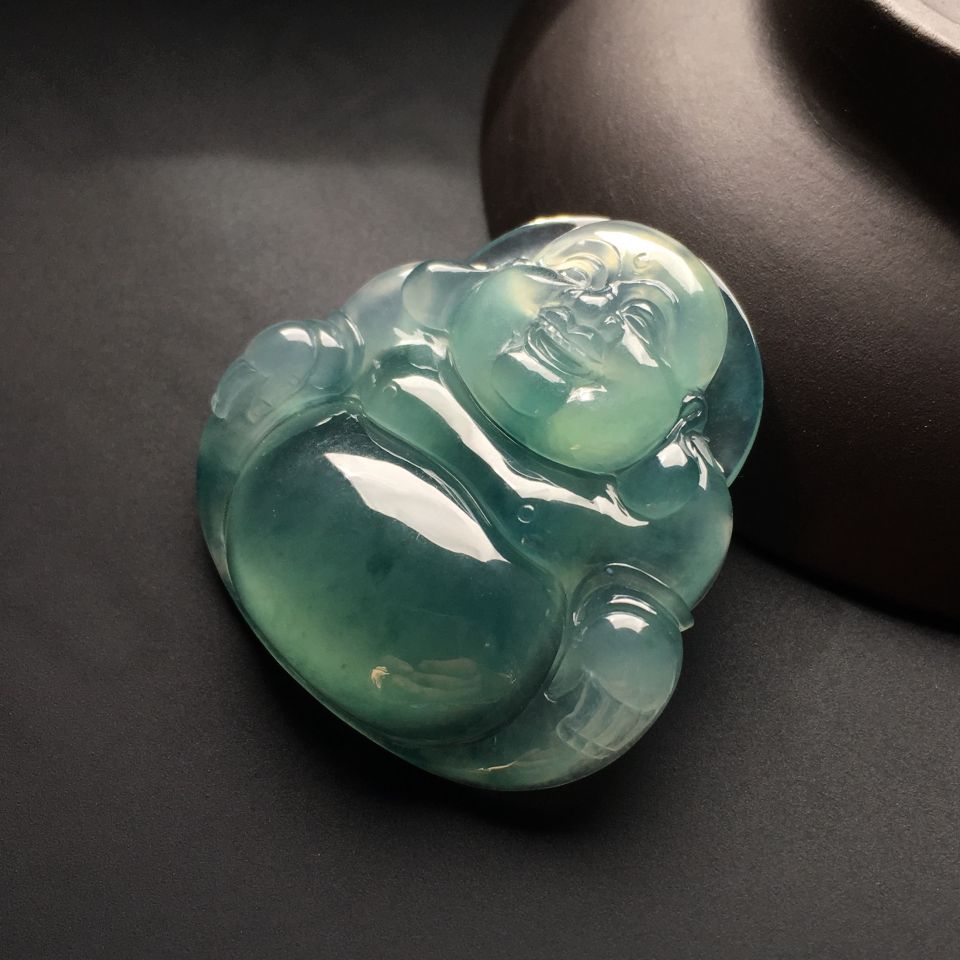 冰种晴水飘花玉佛挂件