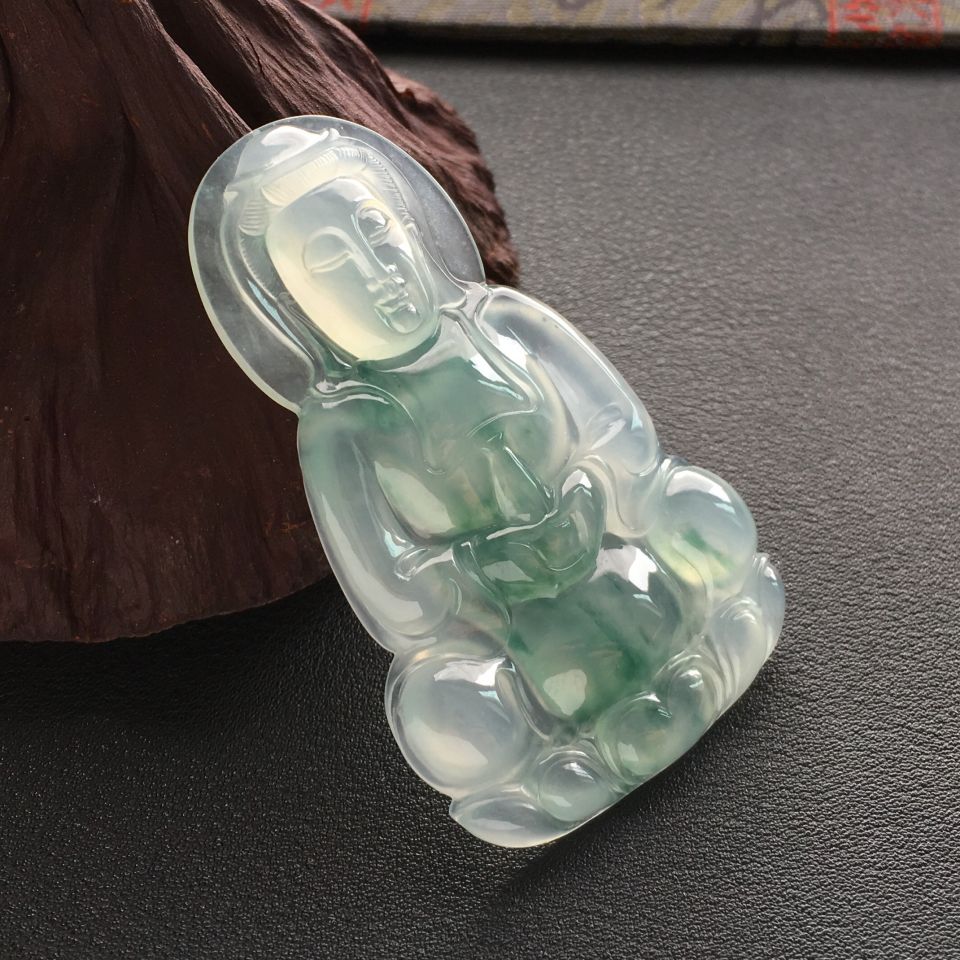 冰种飘花观音挂件